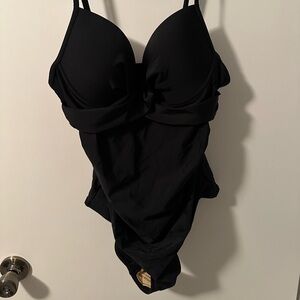 Black one piece tummy control swimsuit